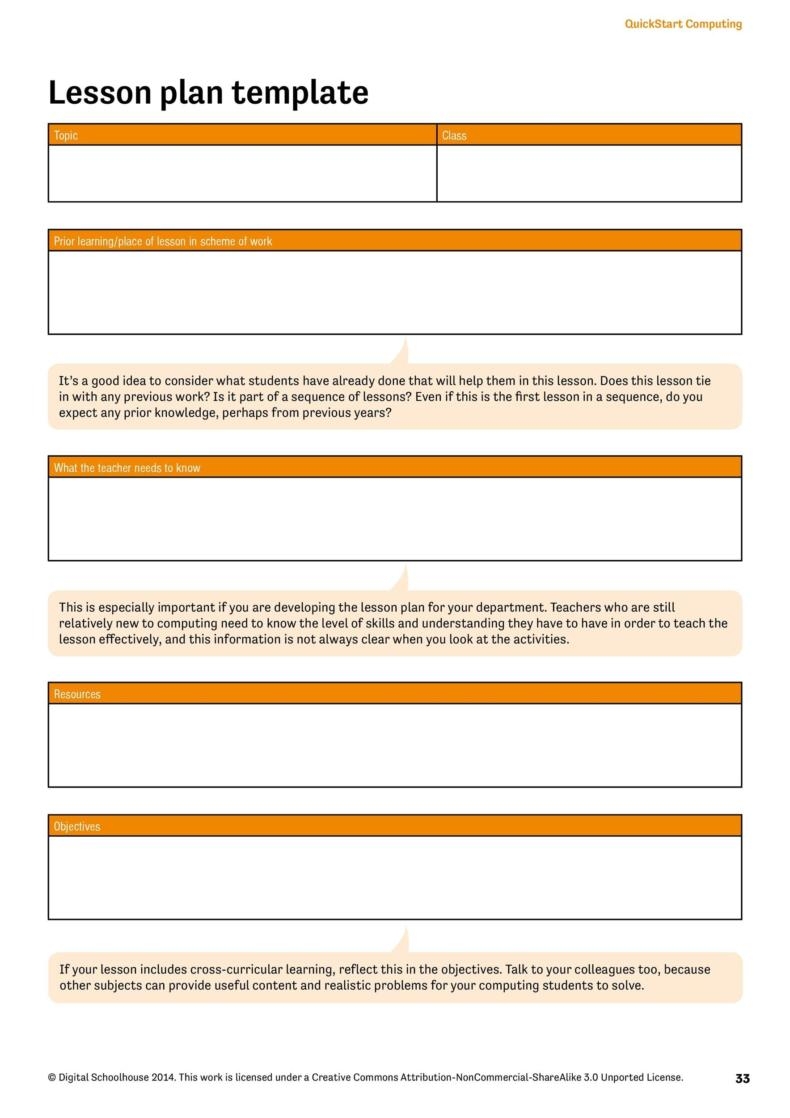 template lesson plan pdf