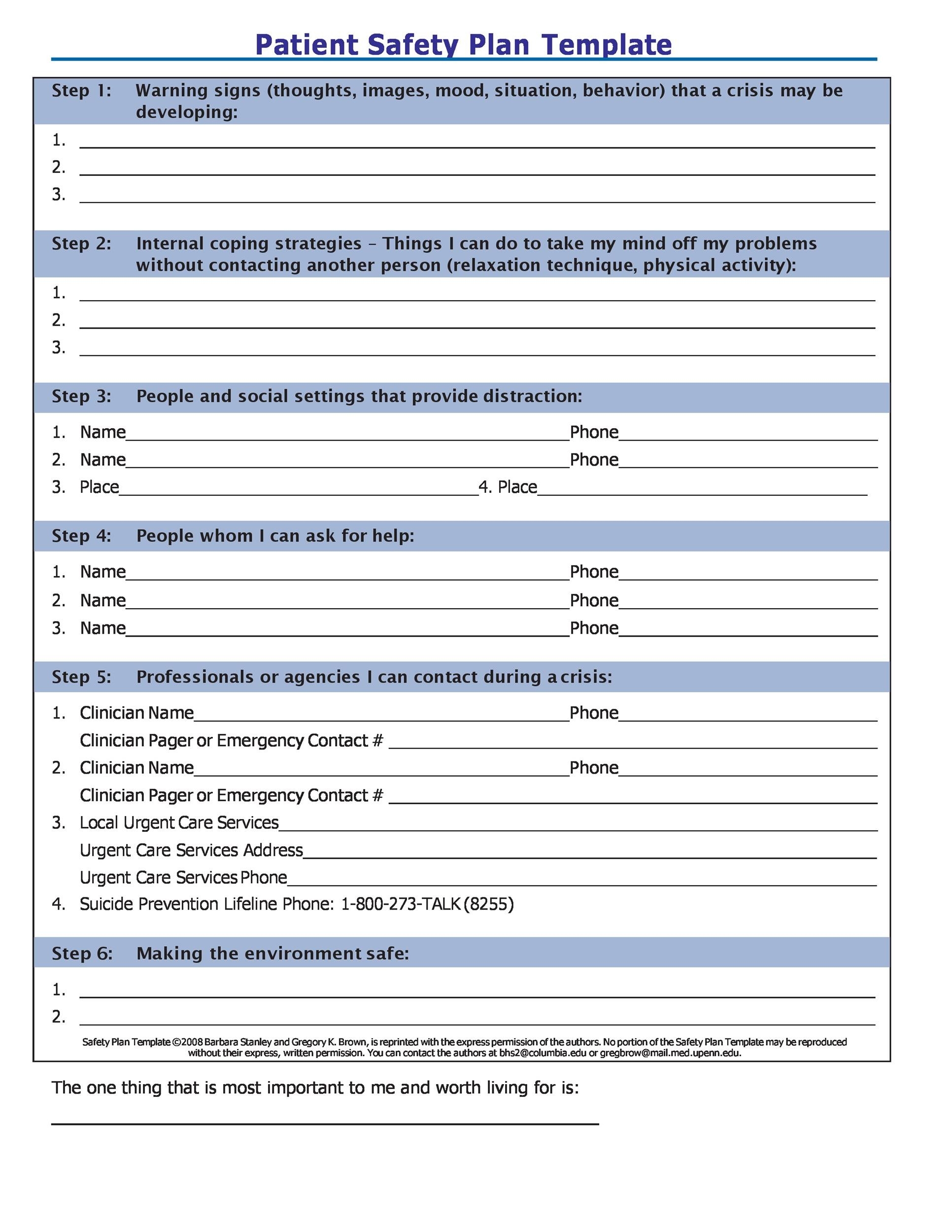free safety plan template