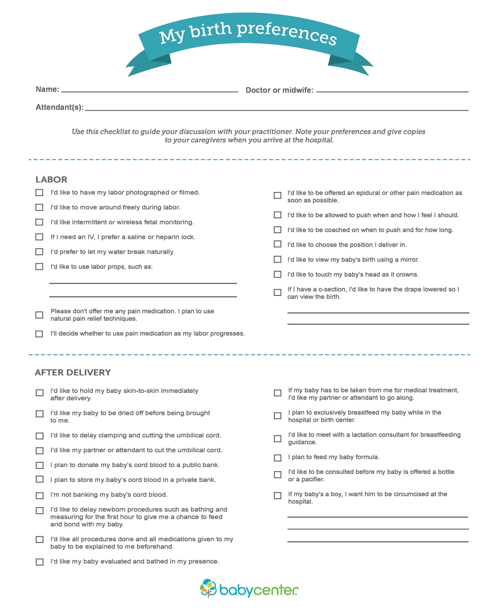 c-section birth plan template