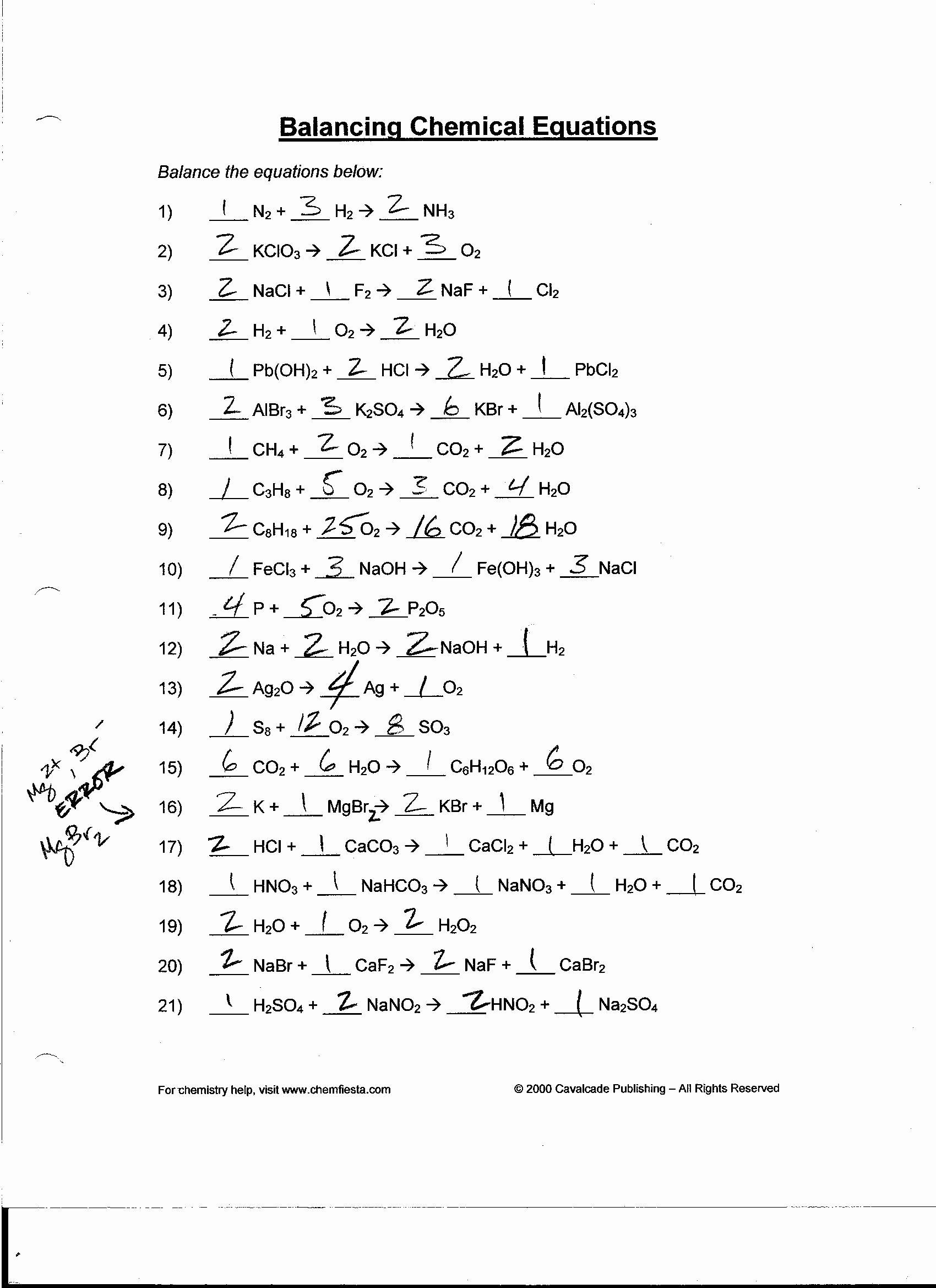 science balancing equations worksheet