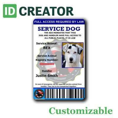 49 How To Create Free Printable Service Dog Id Card Template Templates 