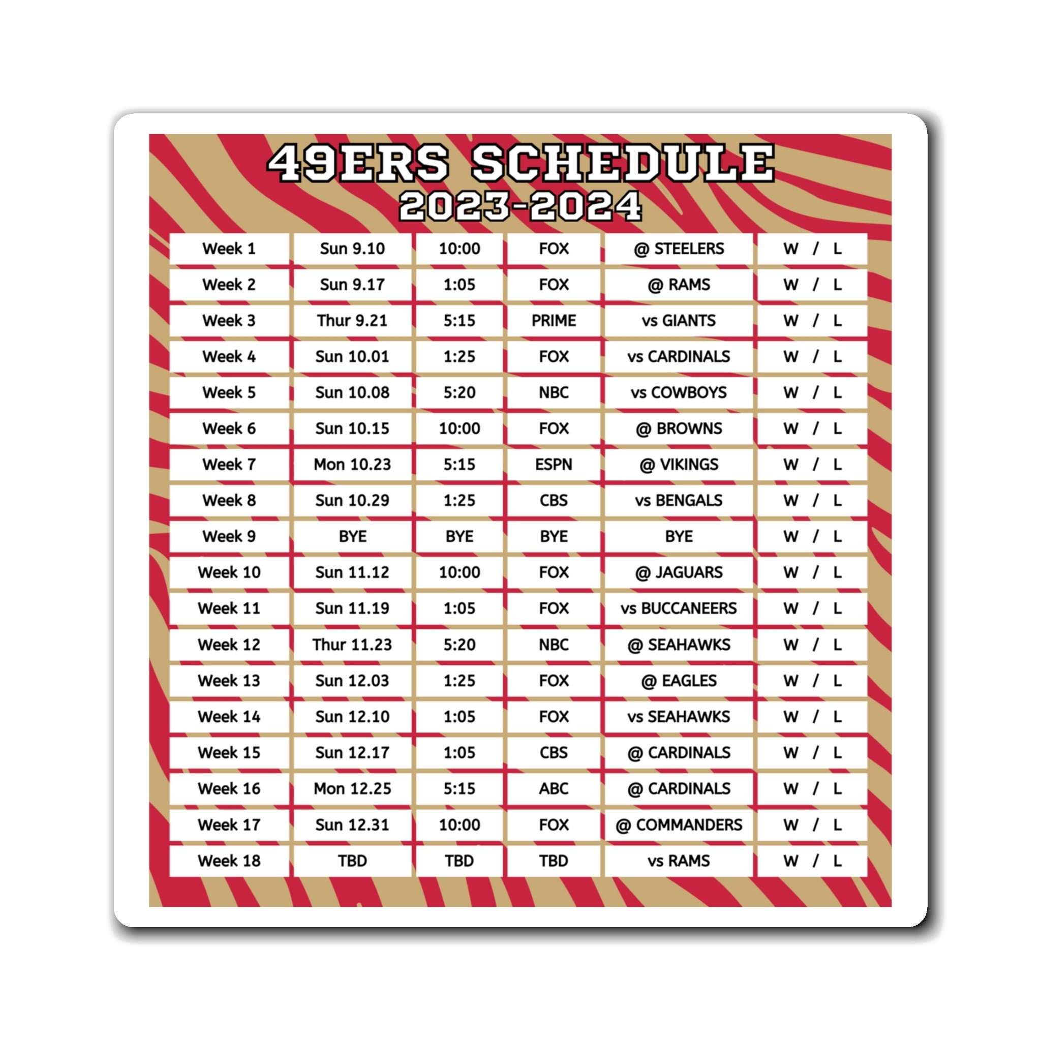 49ers Schedule 2024 Printable