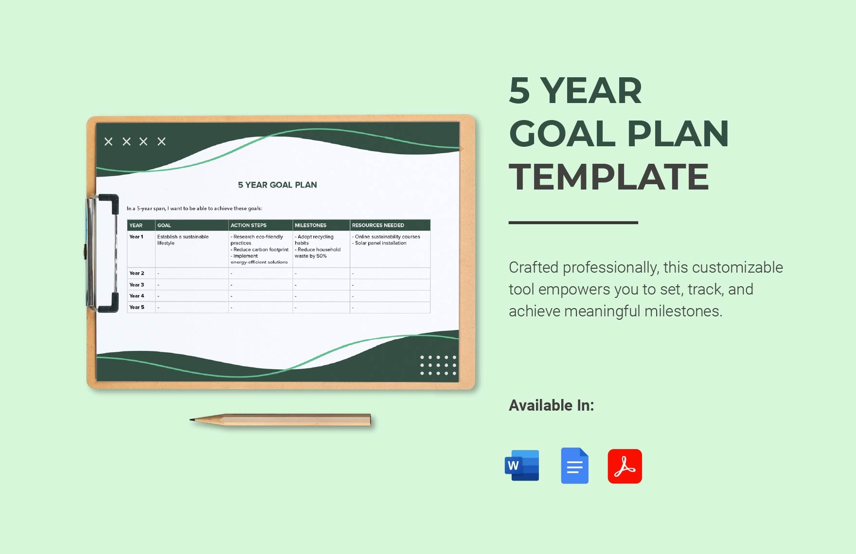 5 Year Goal Plan Template In Word PDF Google Docs Download