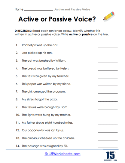 passive and active printable worksheets