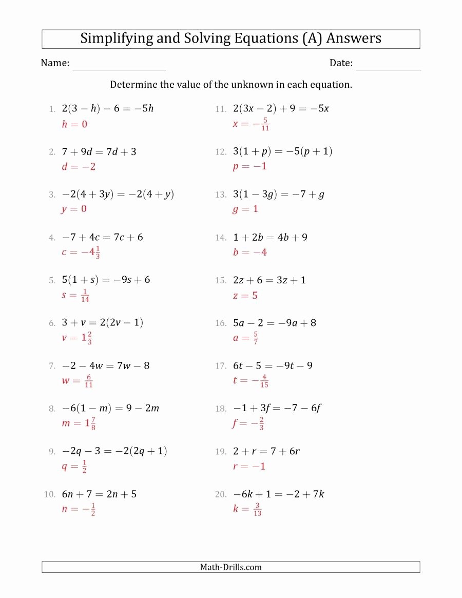 50 Combining Like Terms Equations Worksheet