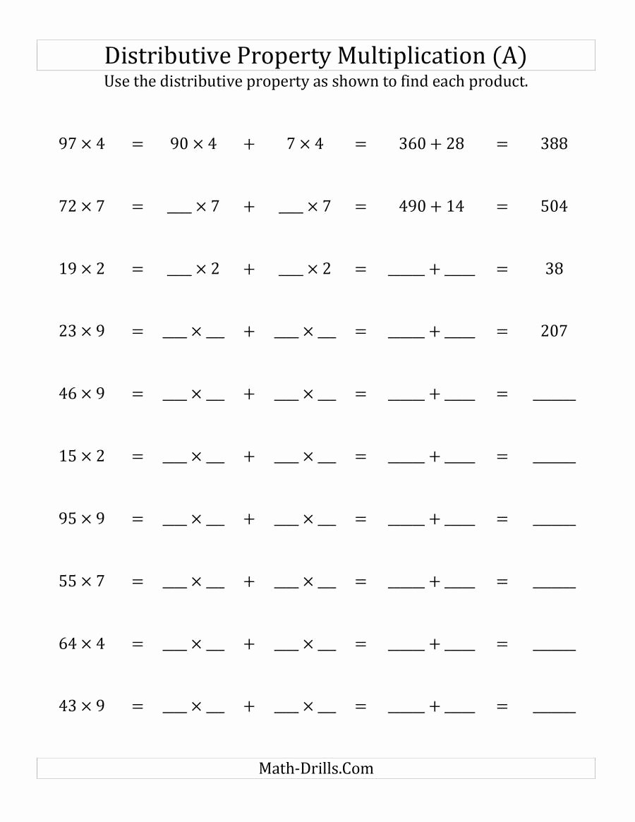 50 Distributive Property Equations Worksheet