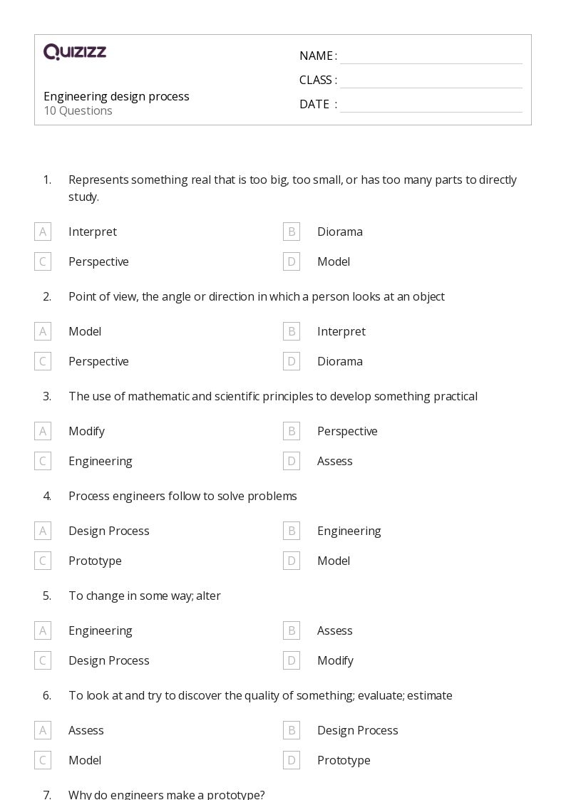 printable design process worksheet