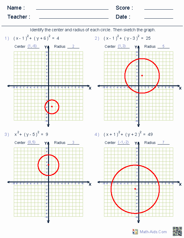 50 Equations Of Circles Worksheet Chessmuseum Template Library