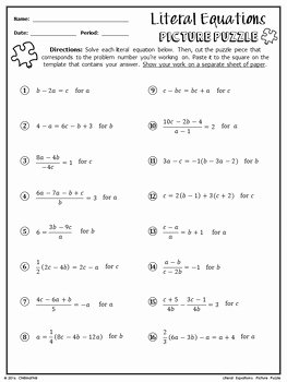 literal equations worksheet answers