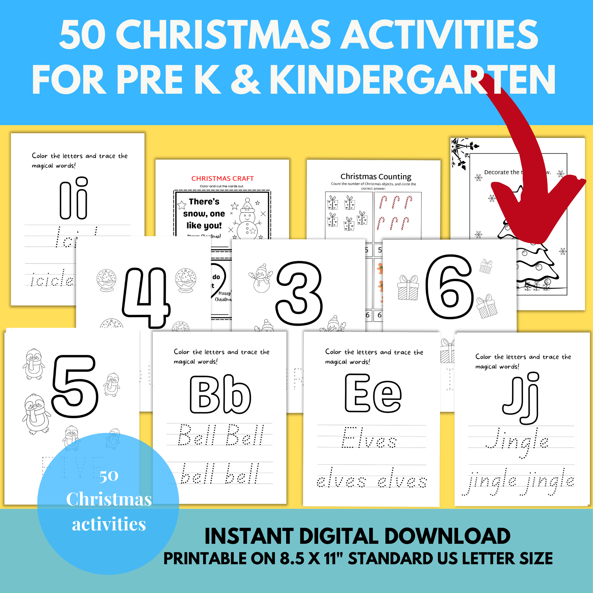50 No Prep Christmas Activities For Pre K Printable Christmas ABC 123 