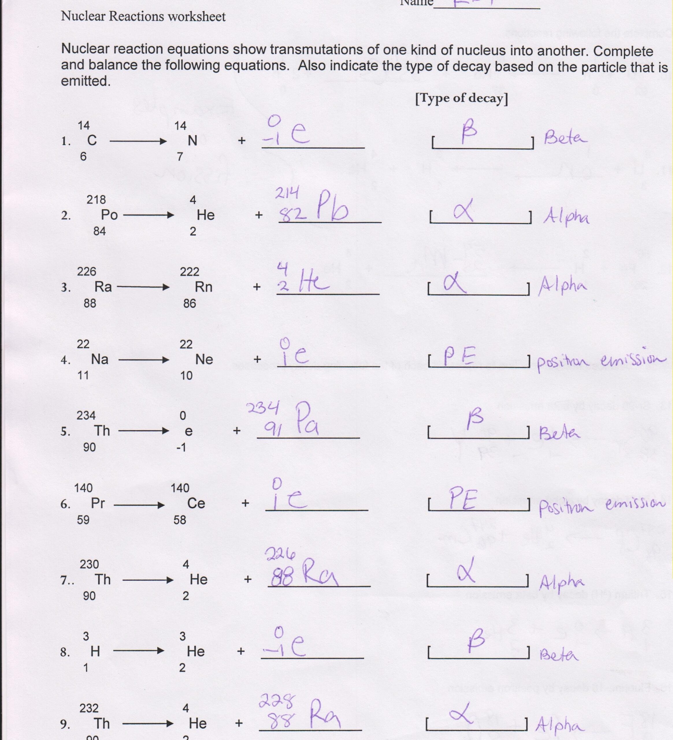 50 Nuclear Equations Worksheet Answers Chessmuseum Template Library