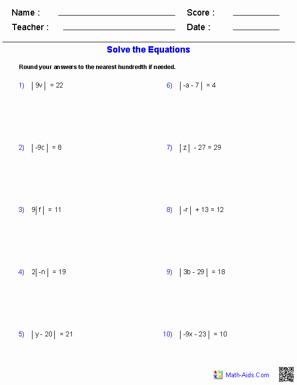 50 Solving Equations And Inequalities Worksheet