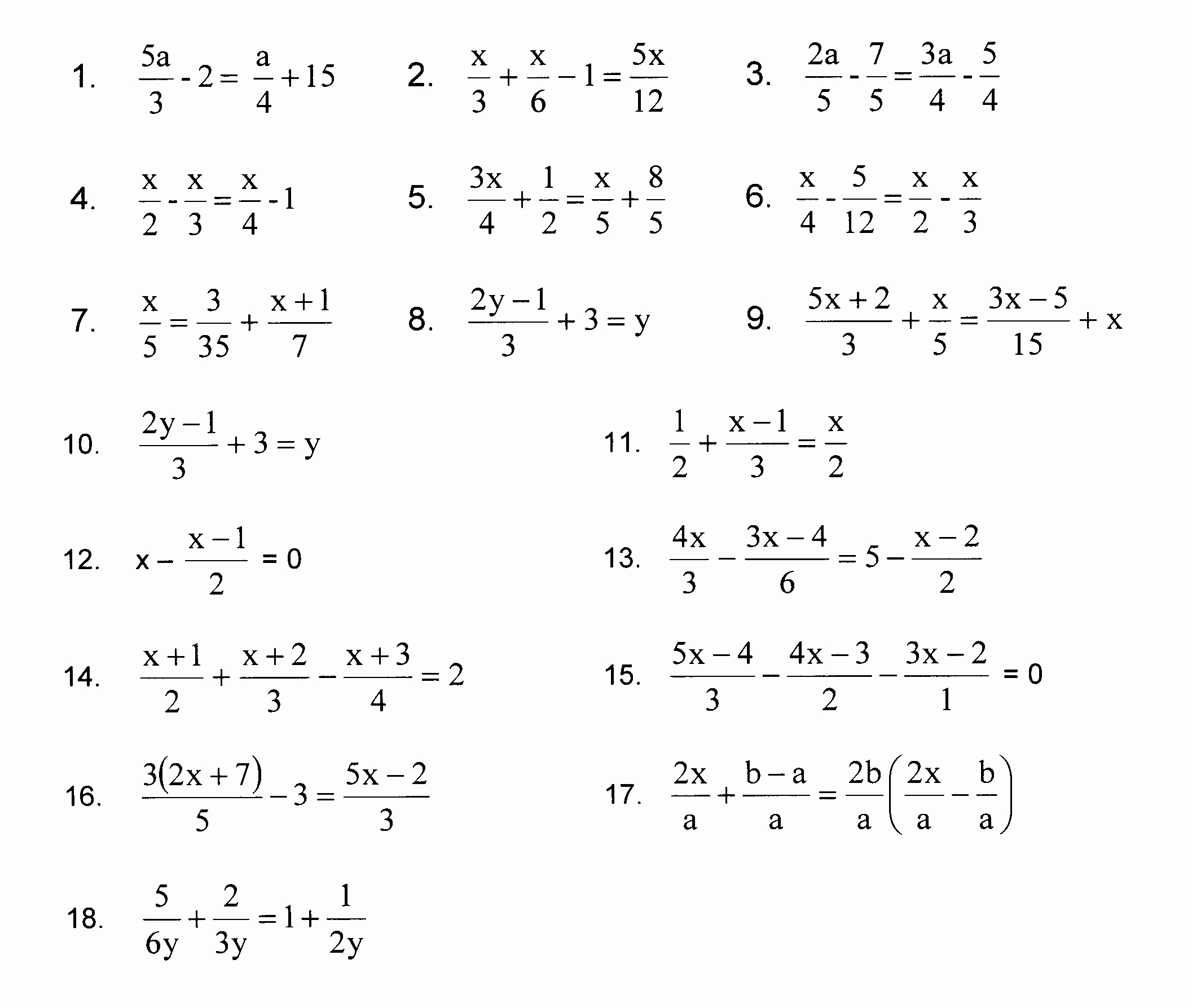 2 step solving equations worksheet