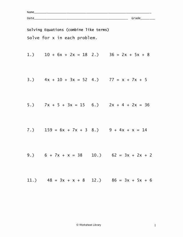 50 Solving For Y Worksheet