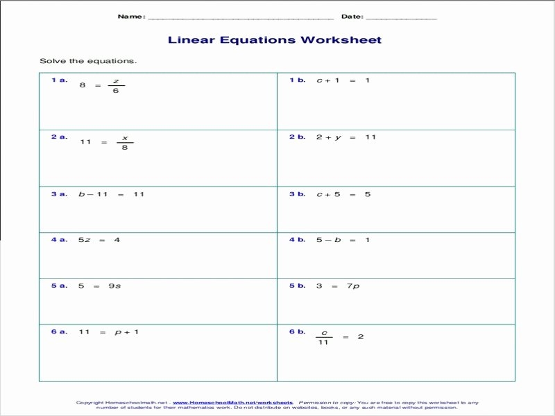 linear equation worksheet pdf