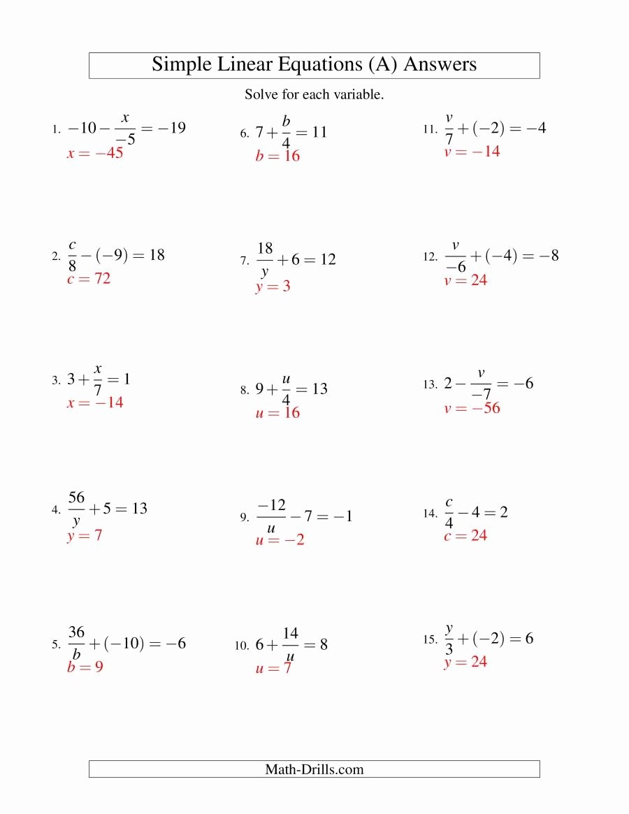 50 Solving Linear Equations Worksheet Pdf