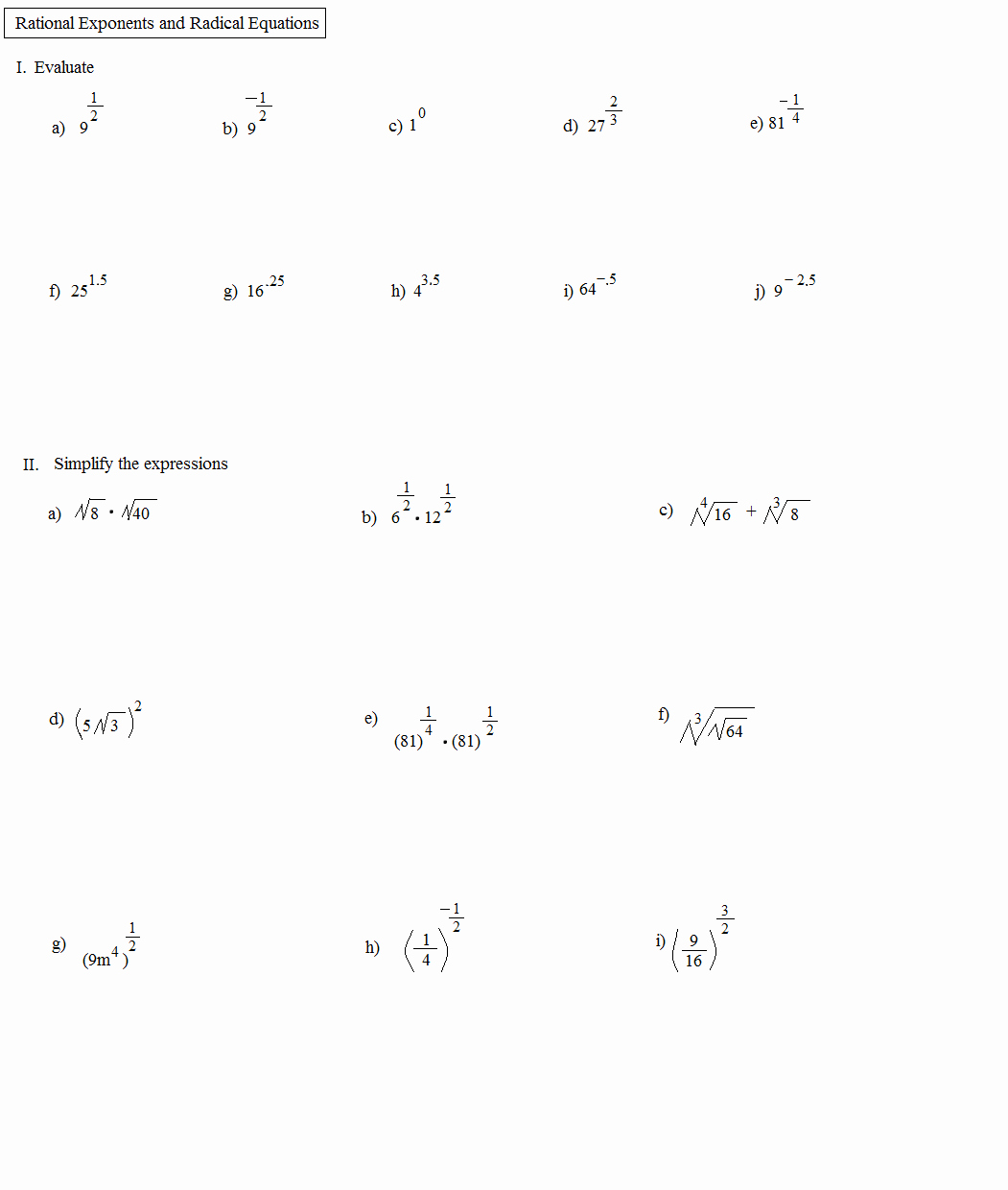 50 Solving Radical Equations Worksheet Chessmuseum Template Library