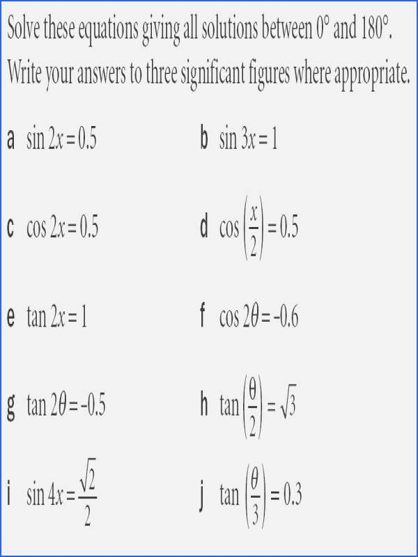50 Solving Trigonometric Equations Worksheet Answers
