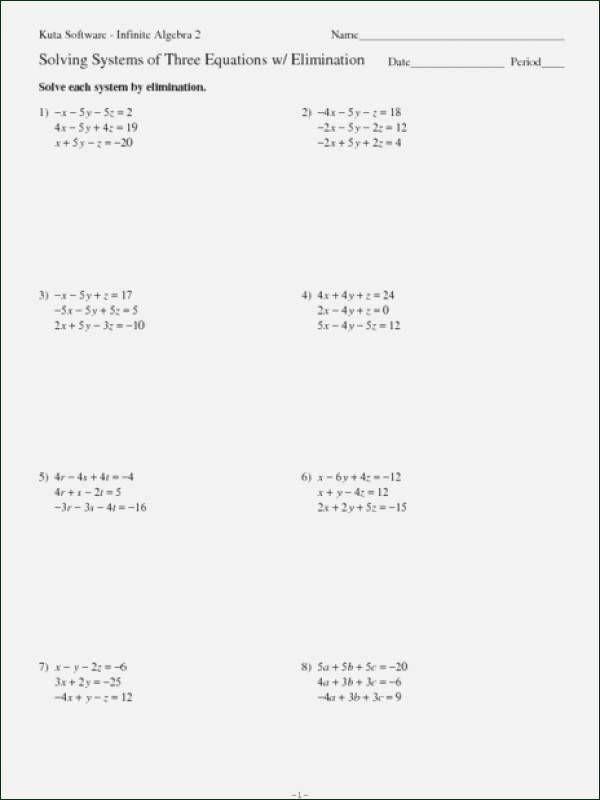 50 Systems Of Equations Elimination Worksheet Chessmuseum Template