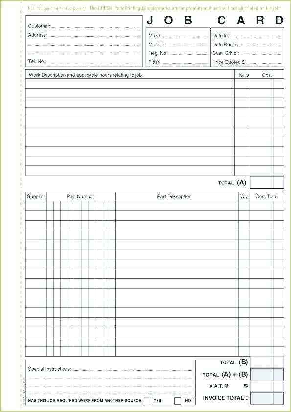 52 Printable Job Card Template In Word Now With Job Card Template In 
