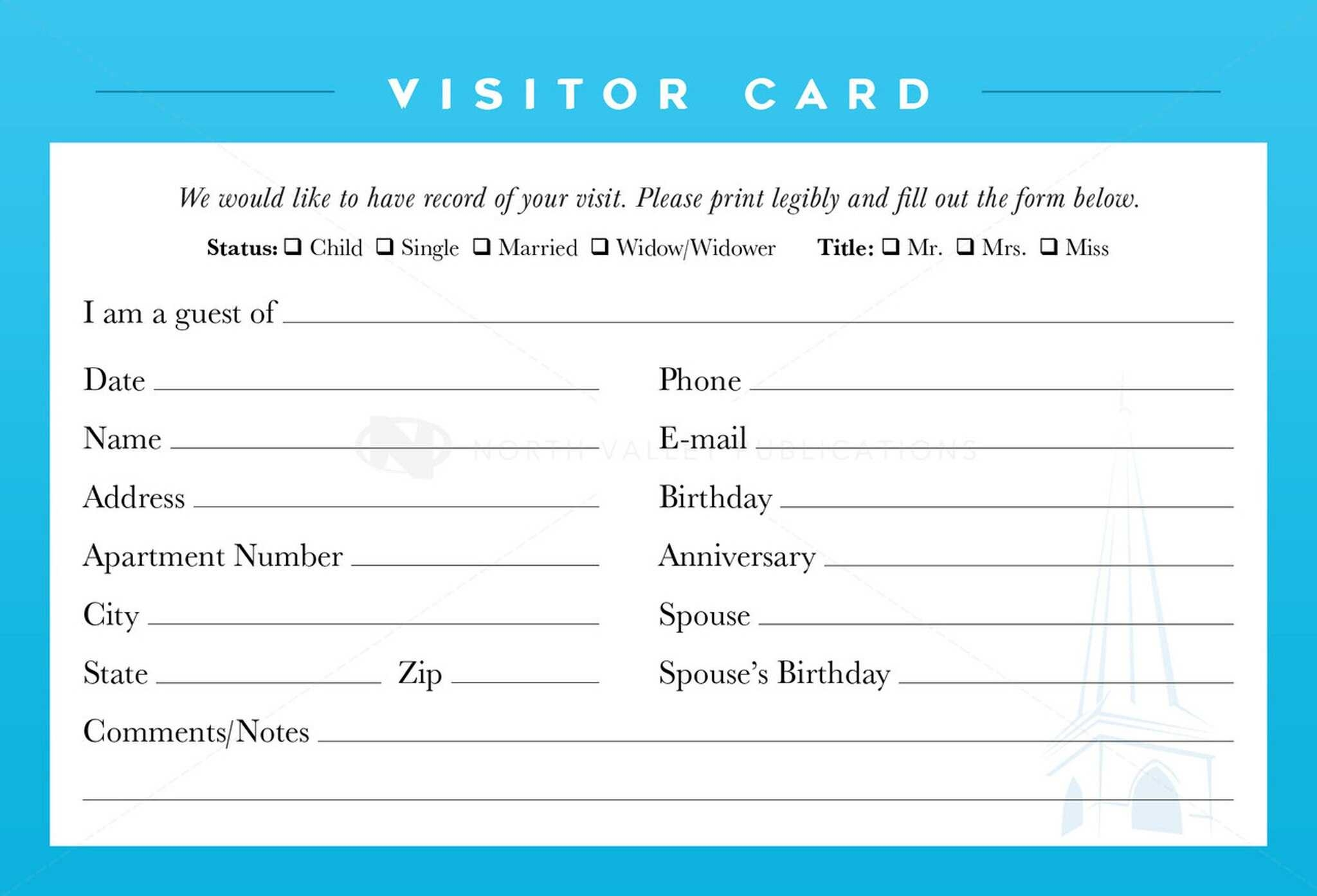 printable church visitor card template