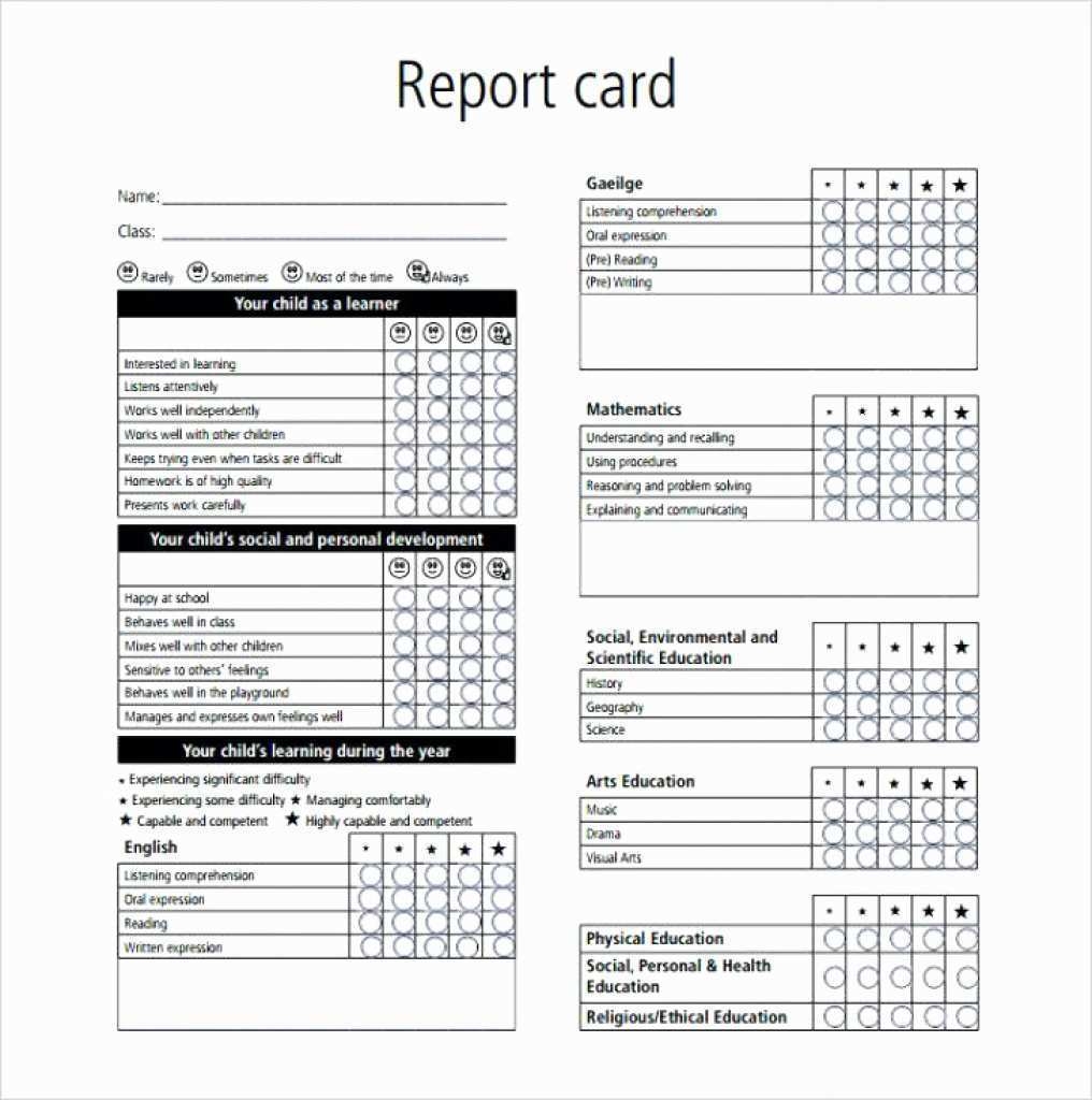63 Free Free Printable Kindergarten Report Card Template For Ms Word