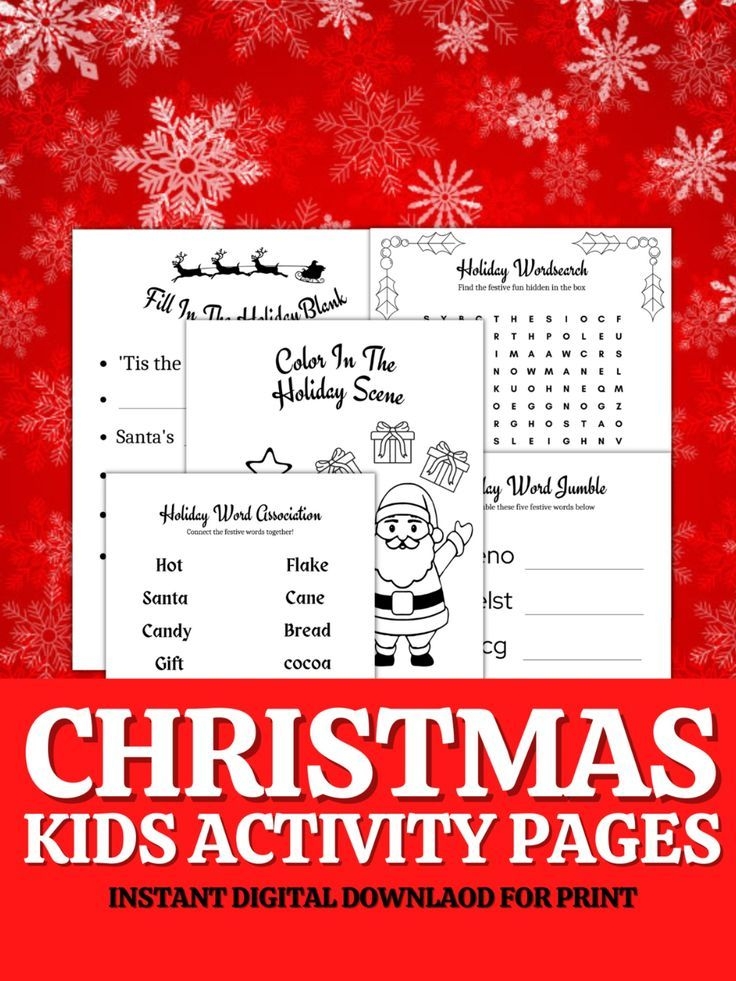 7 Printable Christmas Activity Pages Kids Festive Activity Sheets