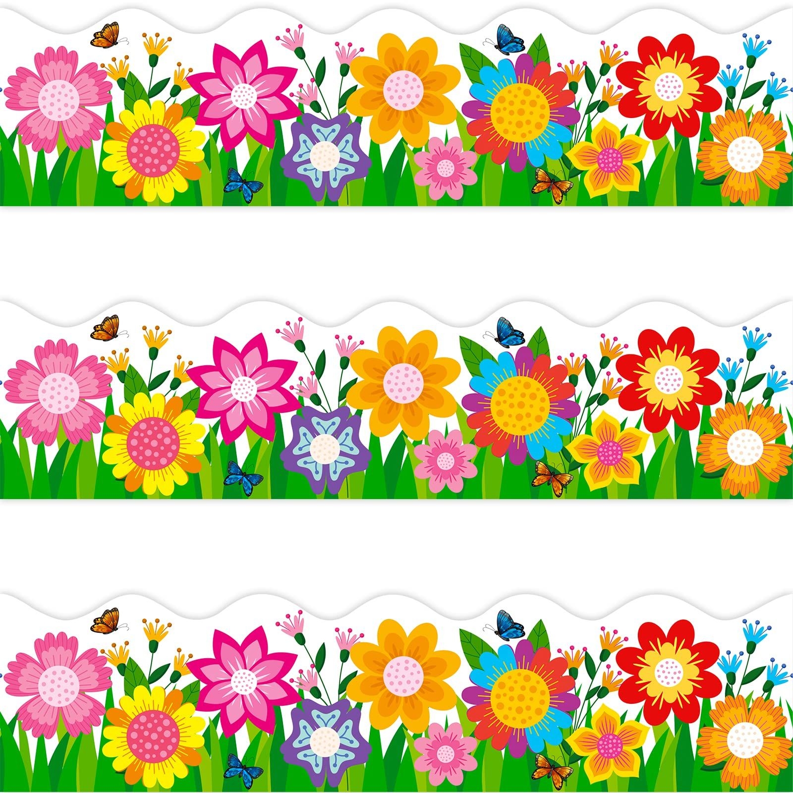 72 Feet Flower Die Cut Bulletin Board Borders Trim For Classroom Spring