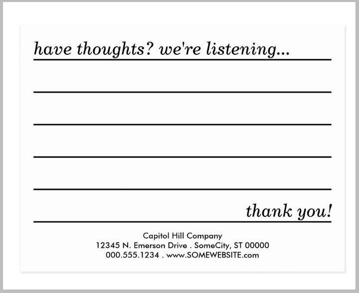 75 Create Free Printable Comment Card Template For Free Printable