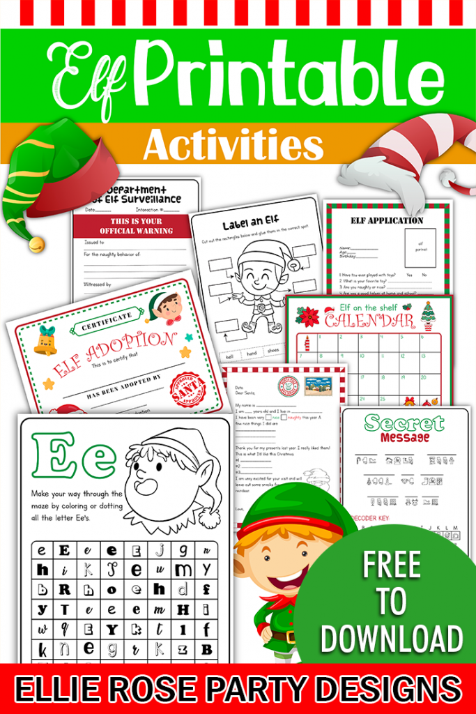 8 Elf Printable Activities Free To Download Ellierosepartydesigns