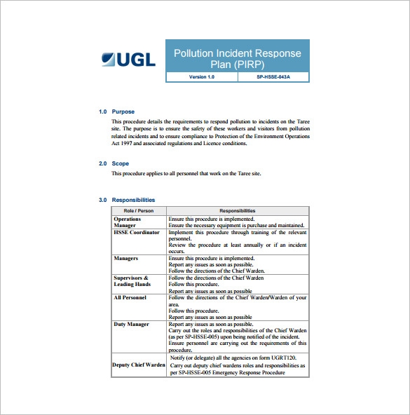 8 Incident Response Plan Templates Word PDF Apple Pages Google Docs