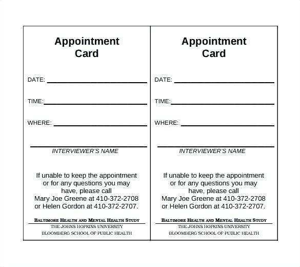 91 Customize Our Free Appointment Card Template Printable With Stunning 
