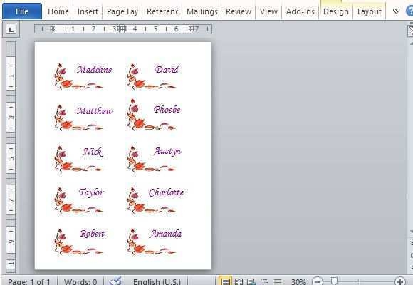 free printable name card templates