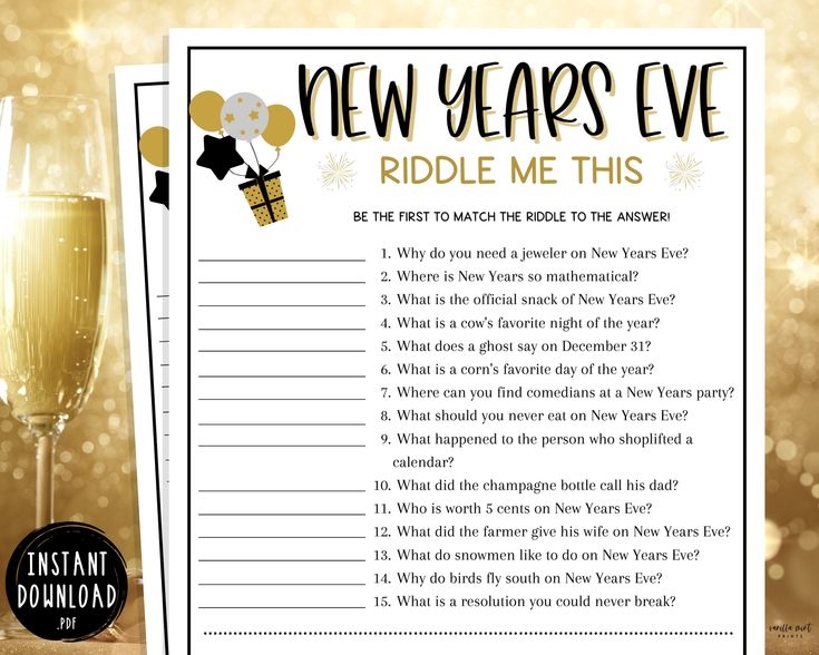 A New Year 39 s Eve Riddle Game