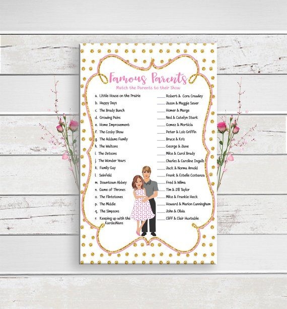A Printable Baby Shower Game With Pink Roses And Polka Dots On The