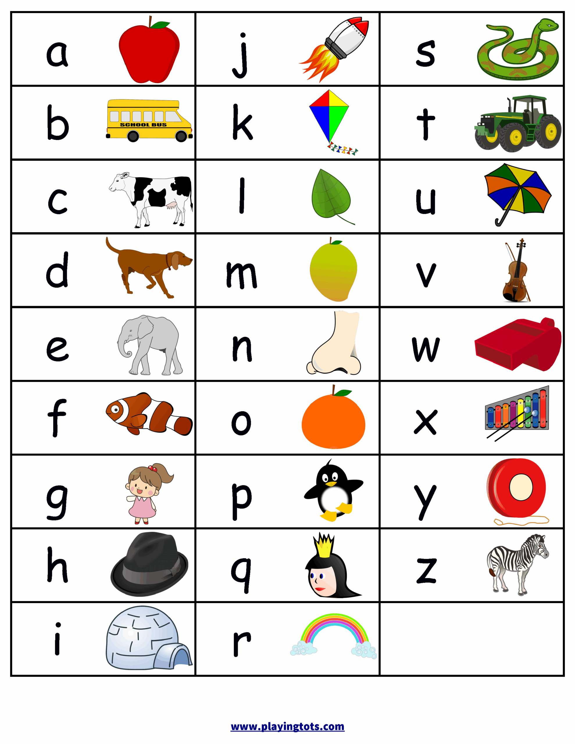 abc with pictures printable