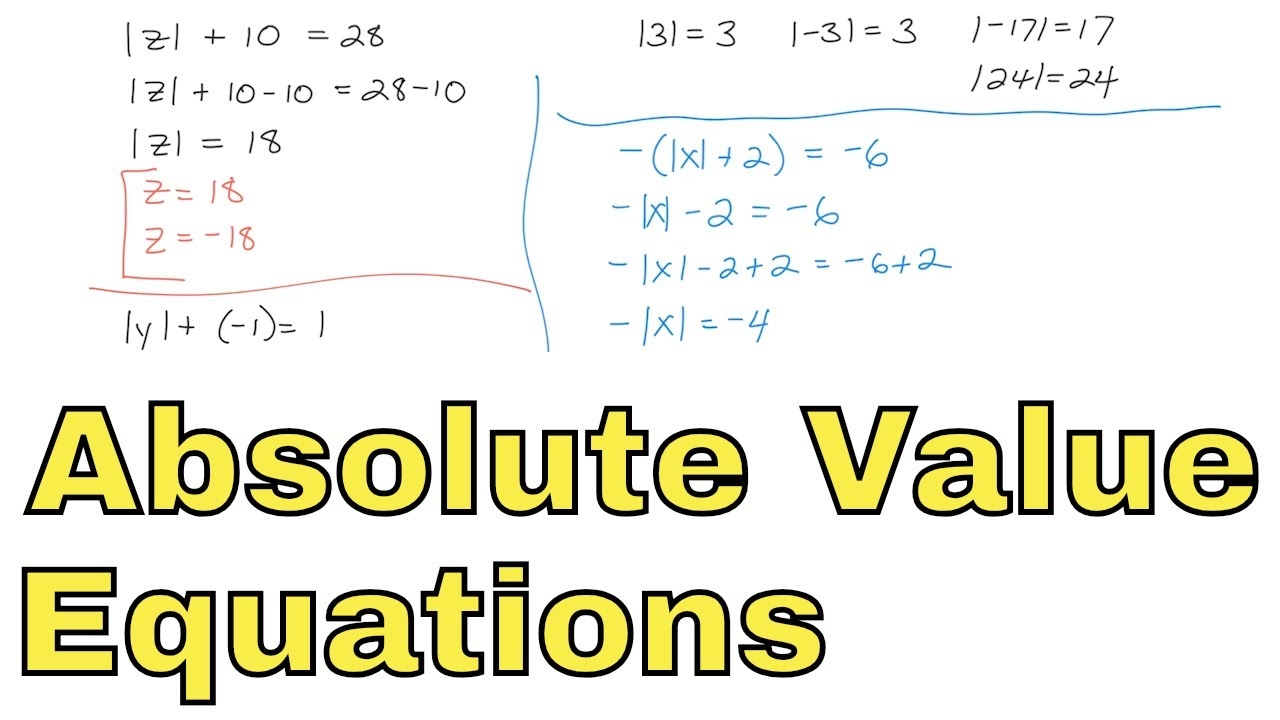 Absolute Value Equations Algebra 1 Worksheet
