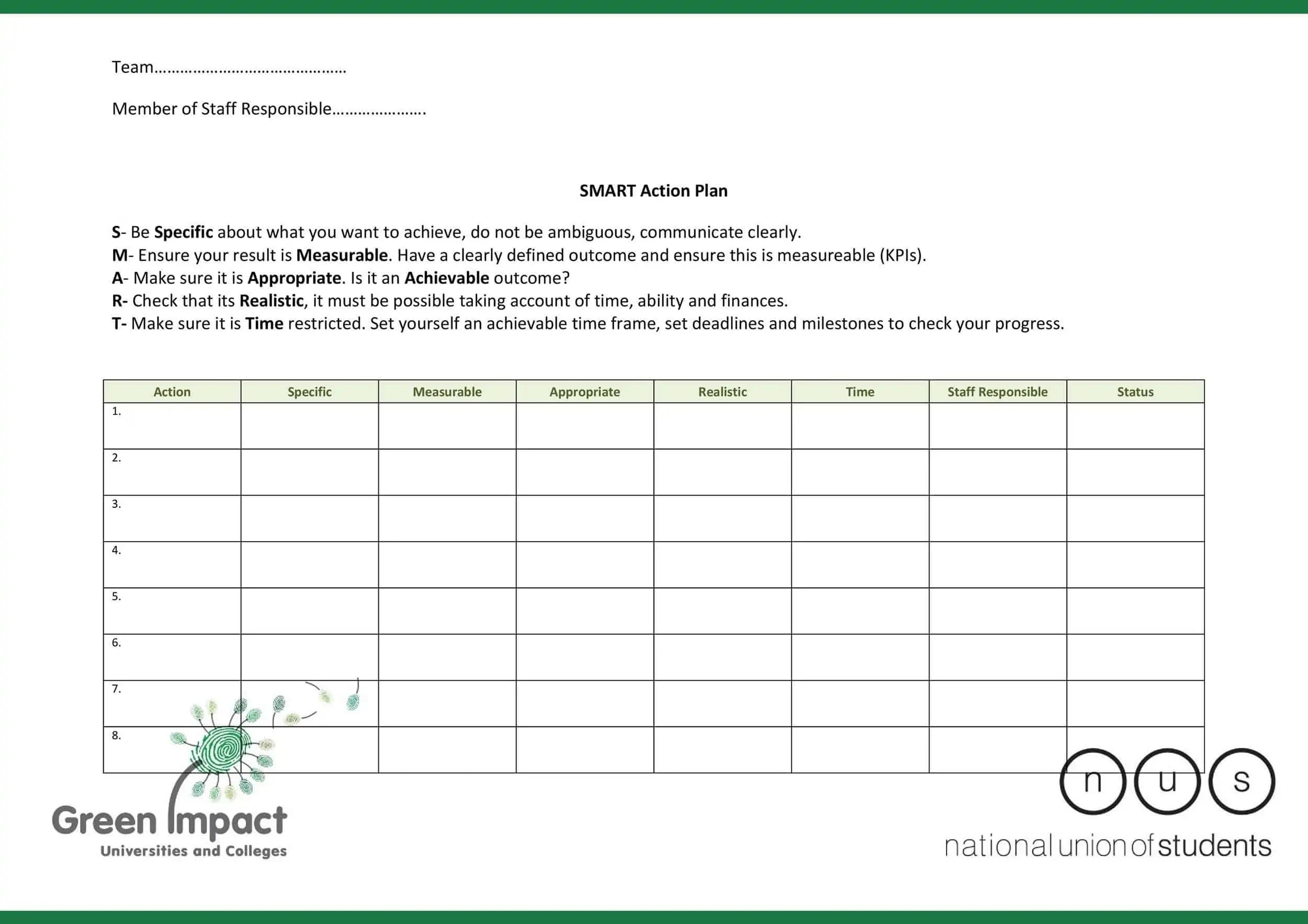 Action Plan Templates Excel
