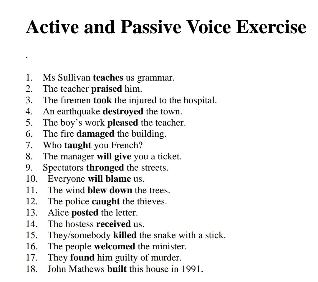 passive and active voice printable worksheets