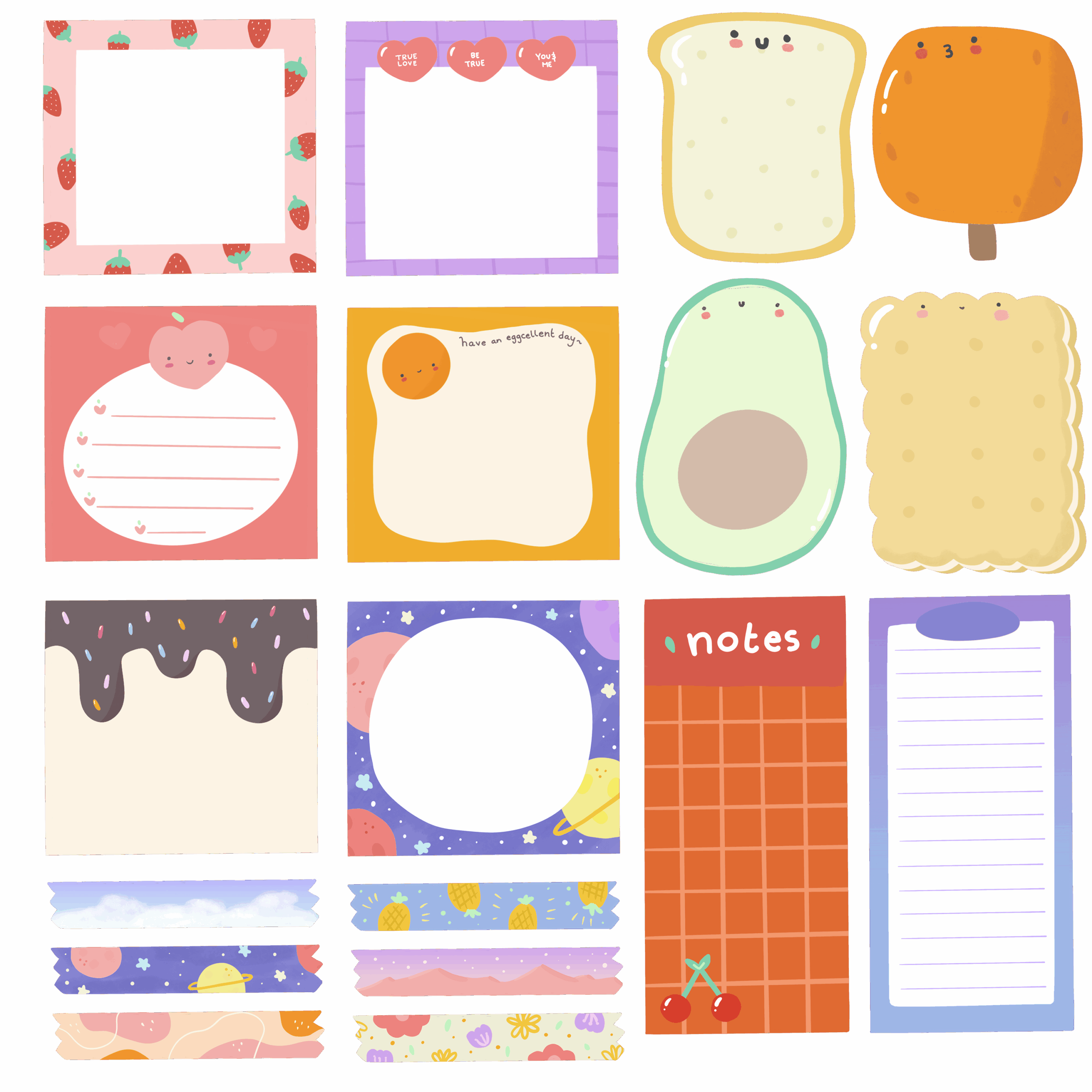 cute sticky notes design printable
