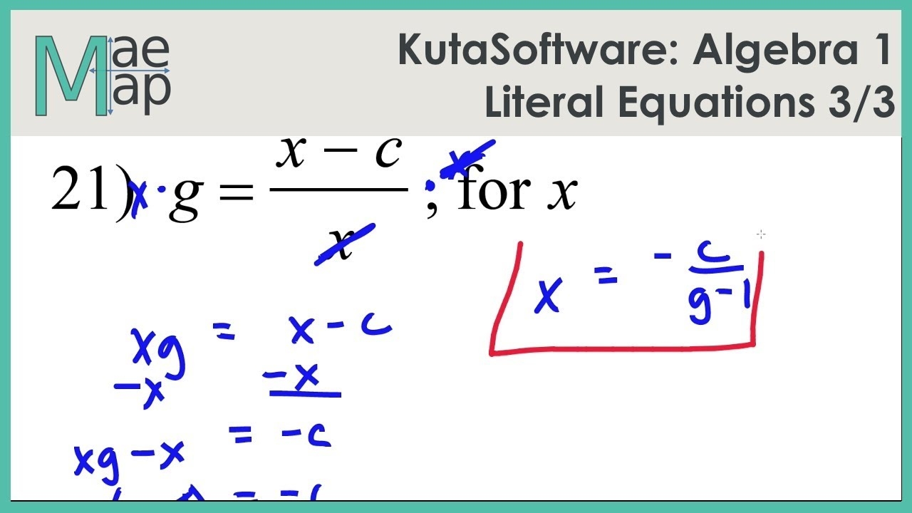 Algebra 1 Literal Equations Worksheet Answer Key Tessshebaylo