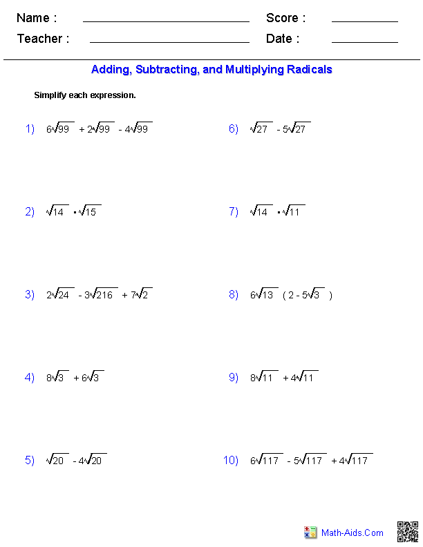 Algebra 2 Worksheets Quadratic Functions And Inequalities Worksheets 