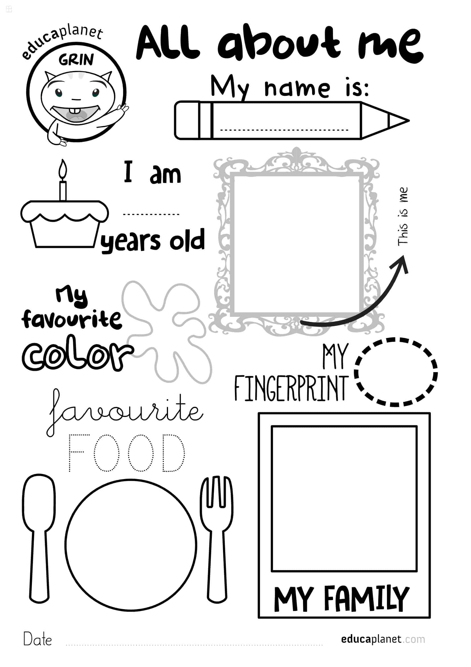 printable all about me activities