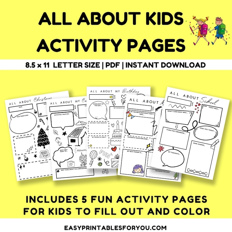 All About Me Printable Kids Activities Printable Childrens Etsy Australia