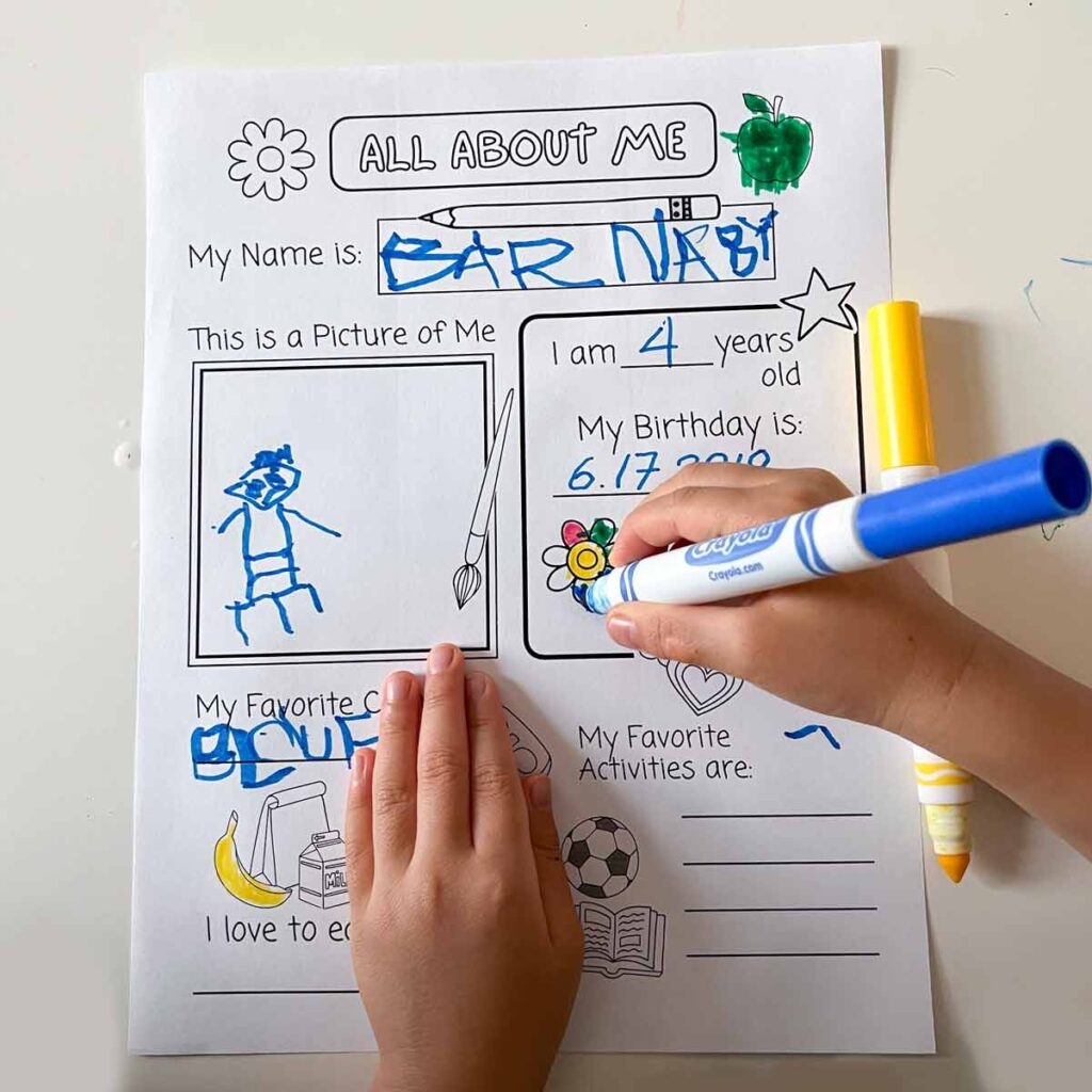 All About Me Printable Preschool Worksheet Free PDF MindyMakes
