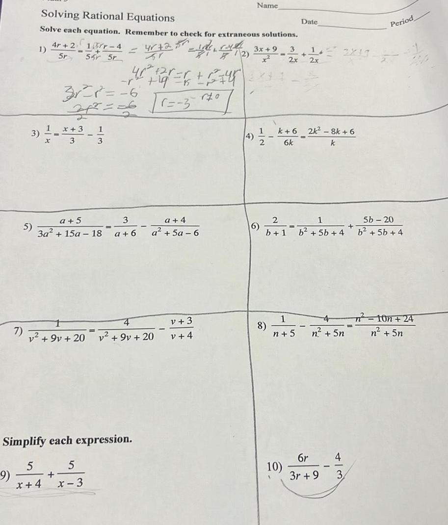 ANSWERED 7 9 3 5 1 Solving Rational Equations Solve Each Equation