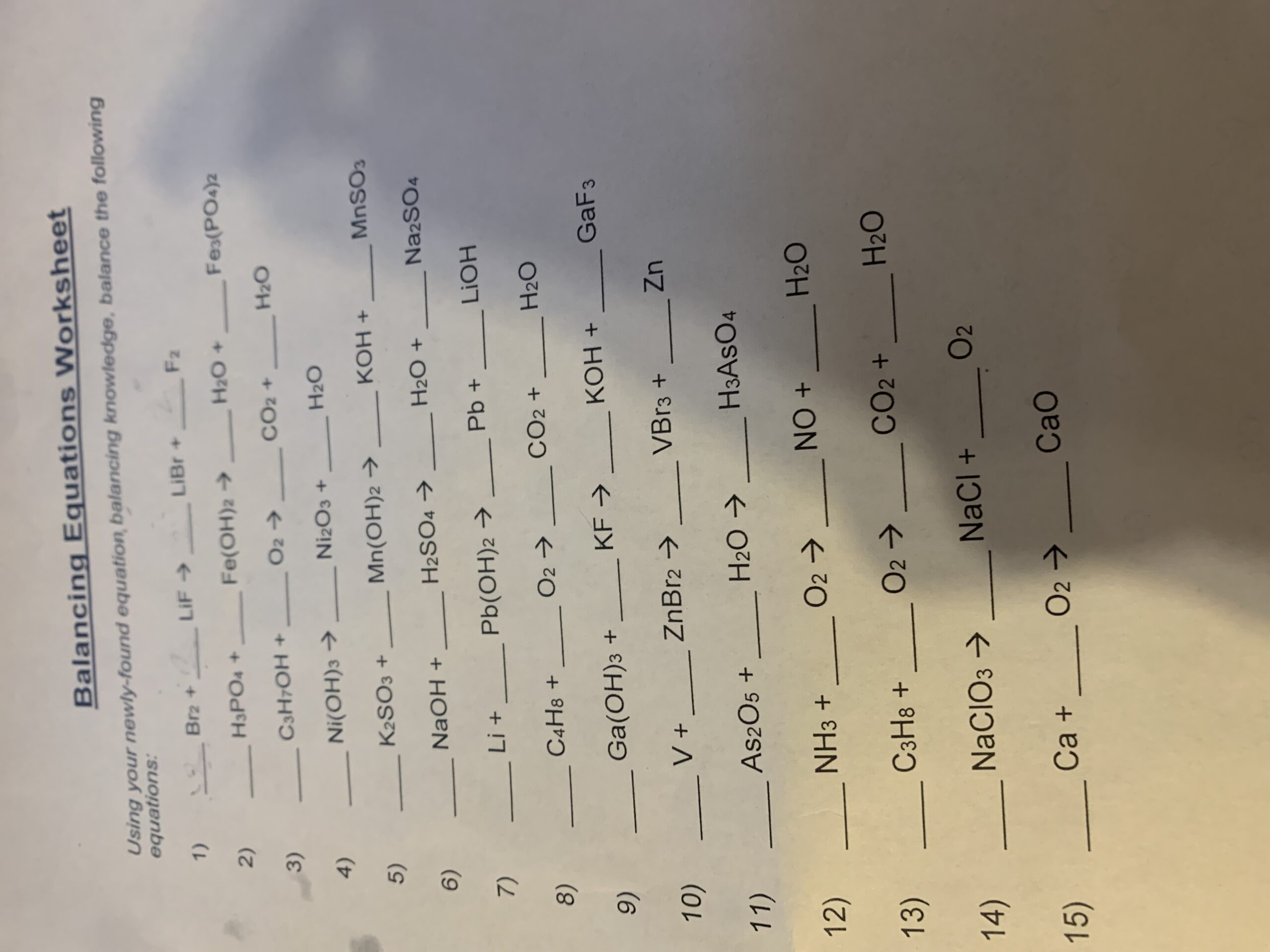 Answered Balancing Equations Worksheet Using Bartleby Worksheets 