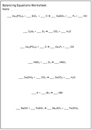Answered Balancing Equations Worksheet Using Bartleby Worksheets 