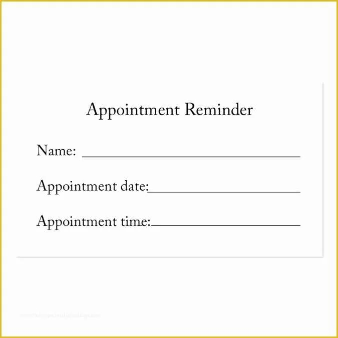 Appointment Reminder Cards Template Free Of Appointment Reminder Card