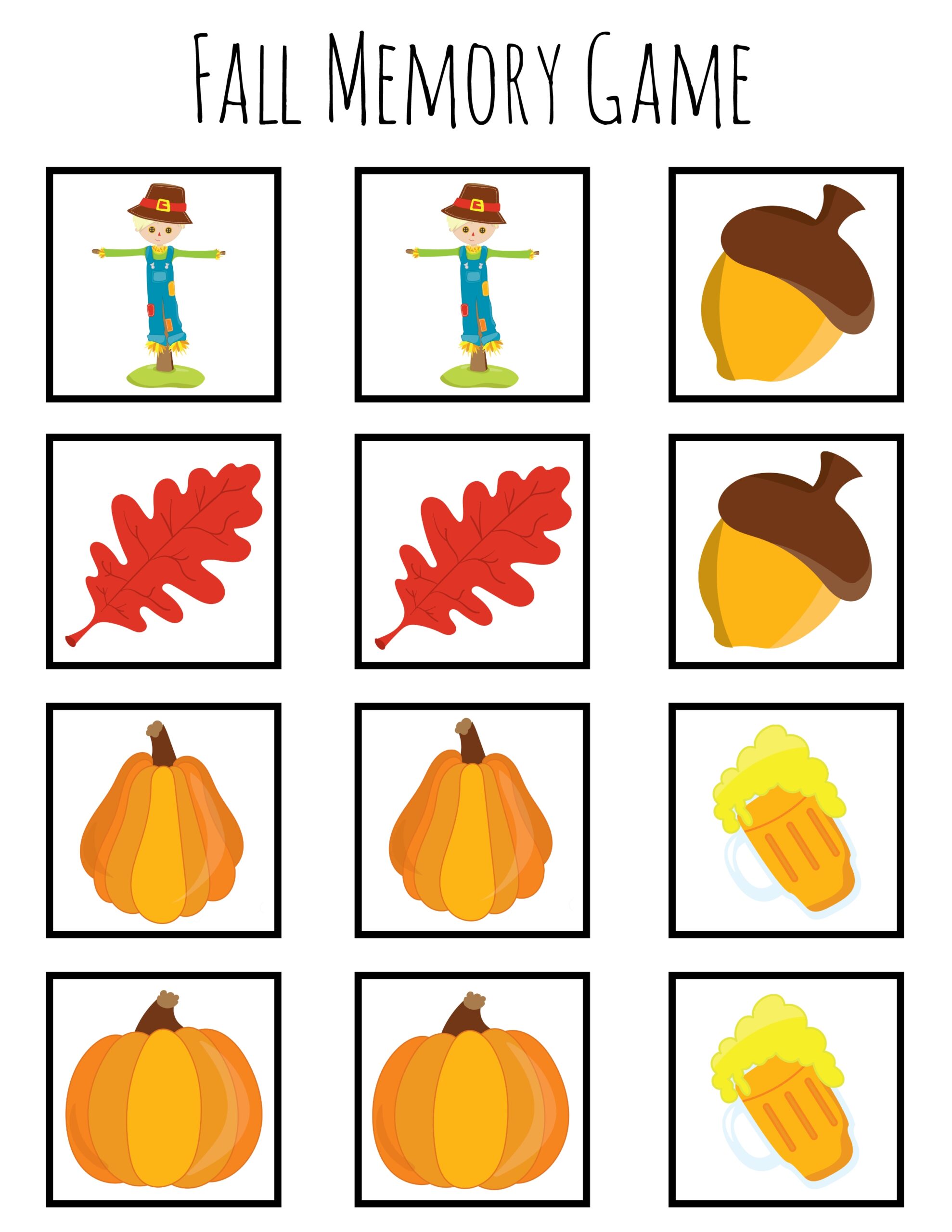Autumn Memory Game Printable Real And Quirky
